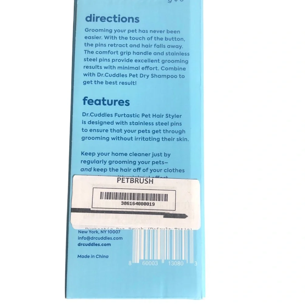 Dr. Cuddles Furtastic Pet aHair Styler Brush. New